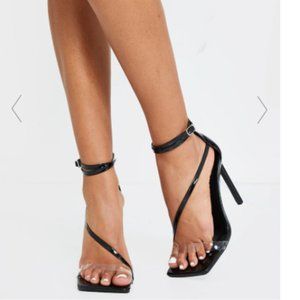 PRETTYLITTLETHING Woman Wide Width Black Heels